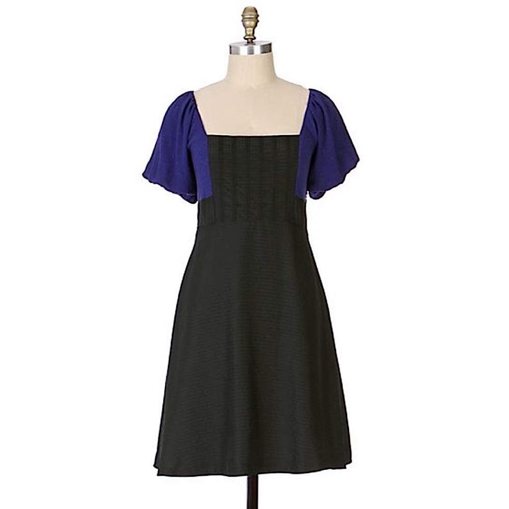 ANTHROPOLOGIE x Moulinette Soeurs silk black and blue Bolero dress 2